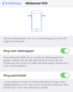 sos nödsamtal på telefon