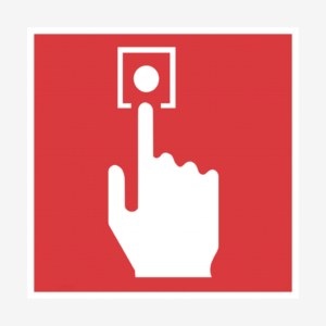 Brandlarmsknapp utan flamma - skylt